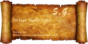 Solya György névjegykártya